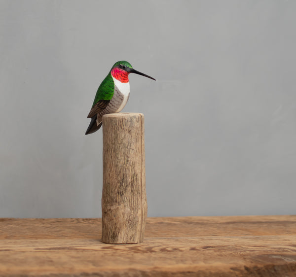 Hand Carved Wooden Hummingbird Ornament 3.5