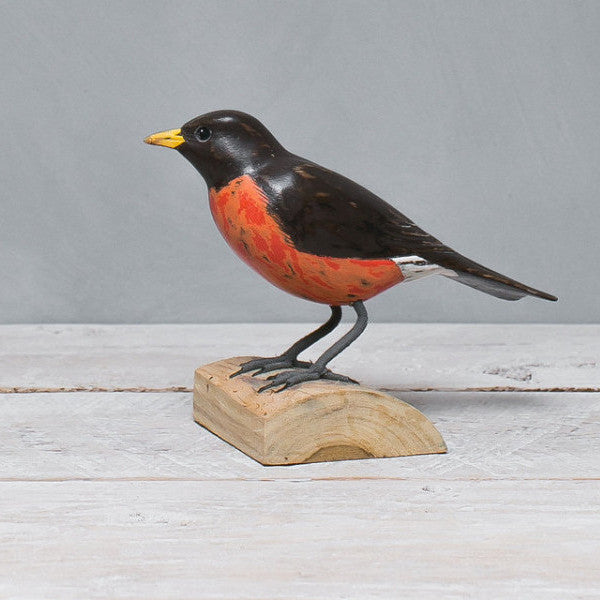 Hand Carved Wooden American Robin 7
