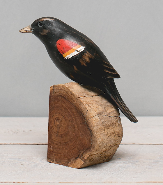 Hand Carved Wooden Red-Winged Blackbird 8