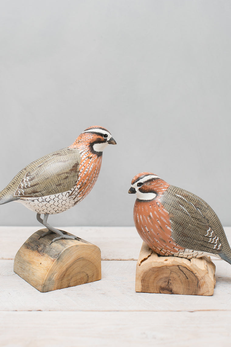 Bob White Quail - Pair 6/9"H - Hand Carved | Bird