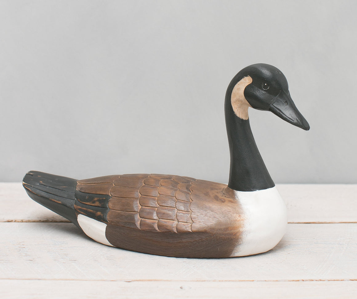 Hand Carved Wooden Canada Goose Pair — 12 &amp; 13"L