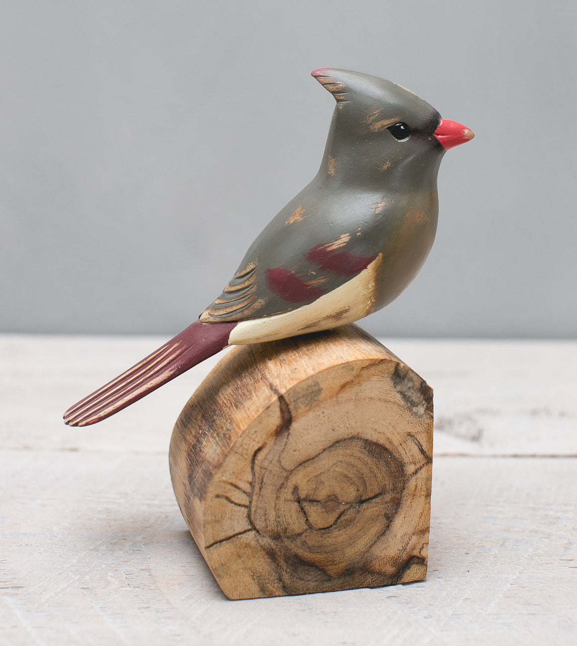 Hand Carved Wooden Cardinal — Male | 7"H