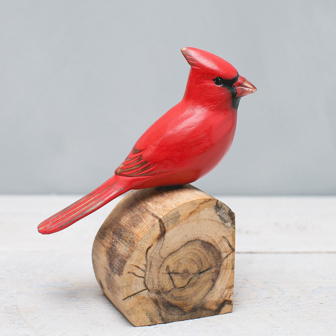Hand Carved Wooden Cardinal — Female | 7"H