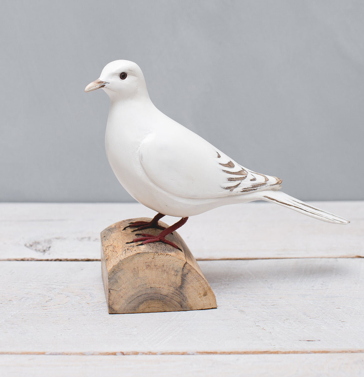 White Doves - Pair of Hand Carved Wooden Birds