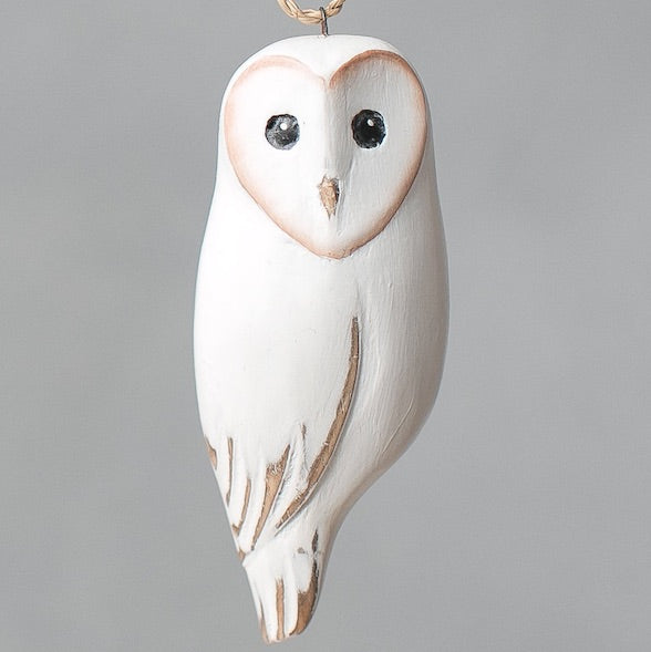 Hanging Barn Owl Ornament- 4"H