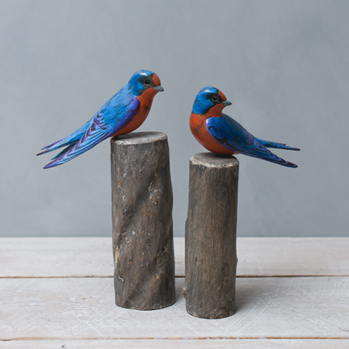 Hand Carved Wooden Barn Swallow — Flying | 16"H