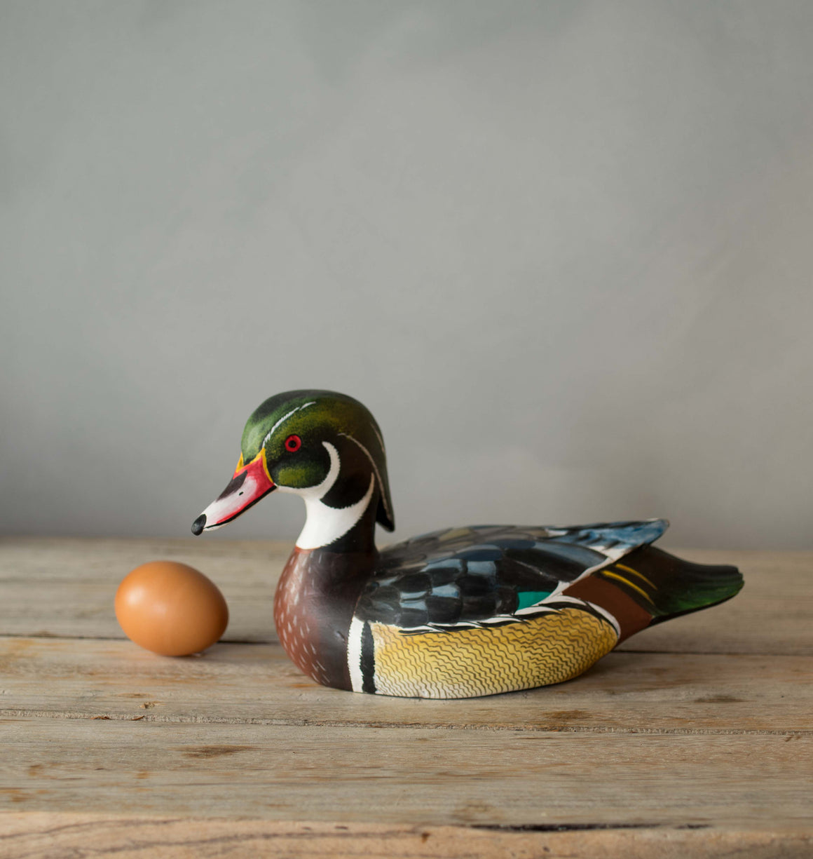 Wood Duck - 10" L. Hand Carved Wooden Decoy Duck Sculpture