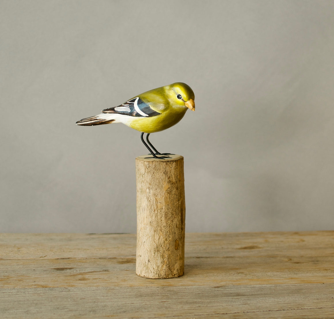 Goldfinch American - Pair- 8"H - Hand Carved Wooden Bird