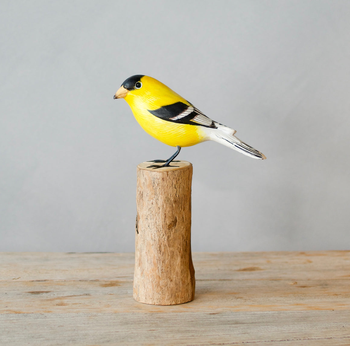 Goldfinch American - Male- 8"H - Hand Carved Wooden Bird