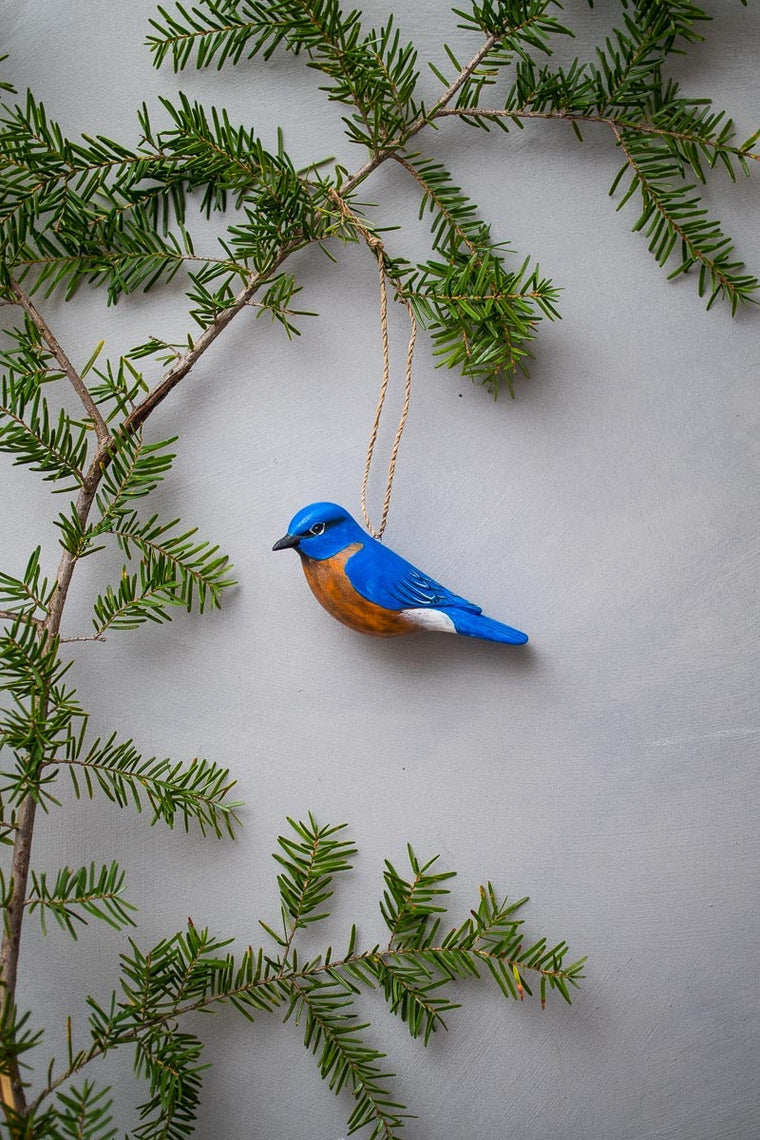 Hanging Bluebird Ornament -4.5"L