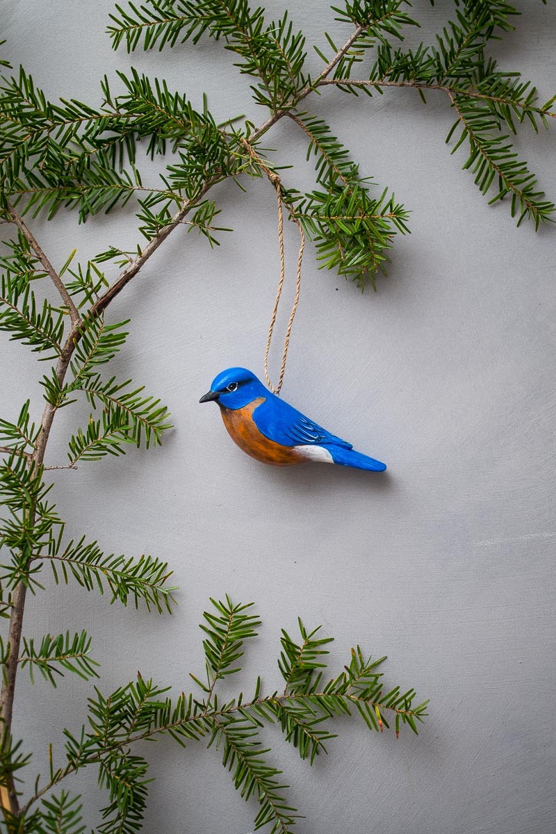 Hanging Bluebird Ornament -4.5"L