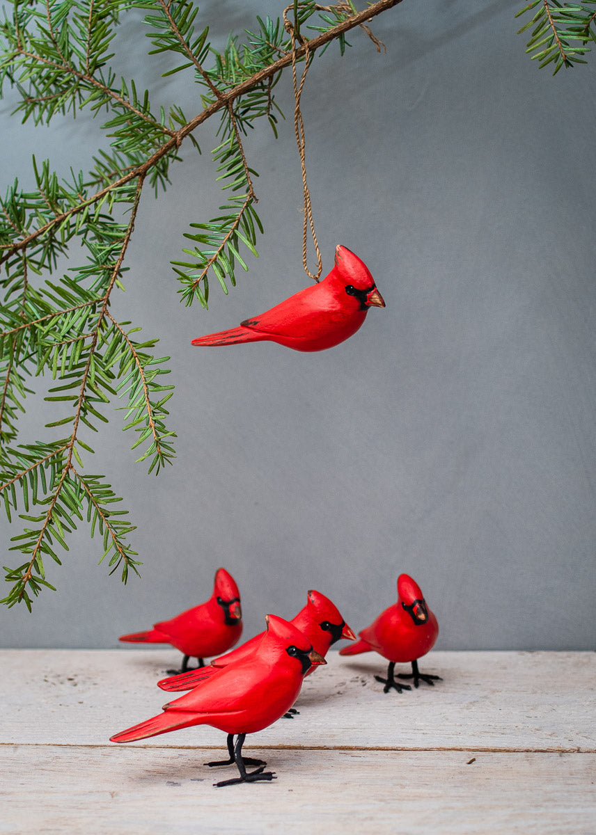 Hand Carved Wooden Cardinal — Female | 7"H