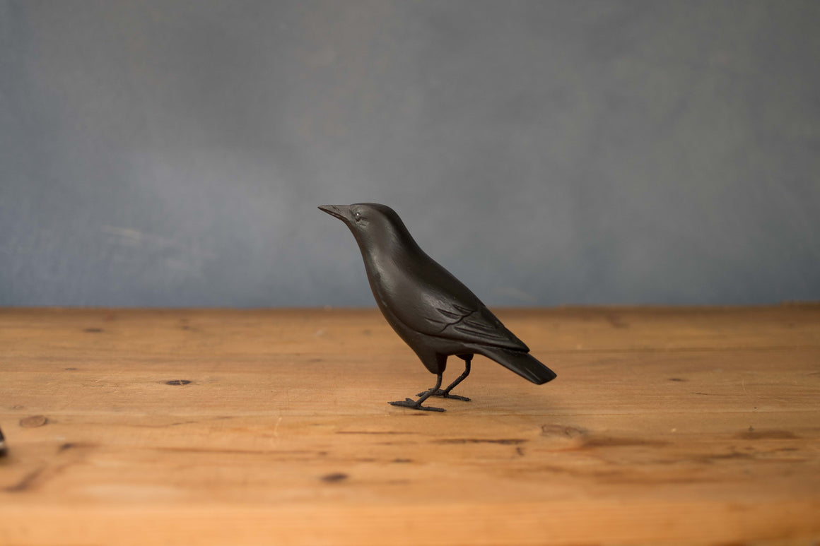 Hand Carved Wooden Crow Pair 20"L | Black Crow Decor | Corvid Art |Rustic Home Accent