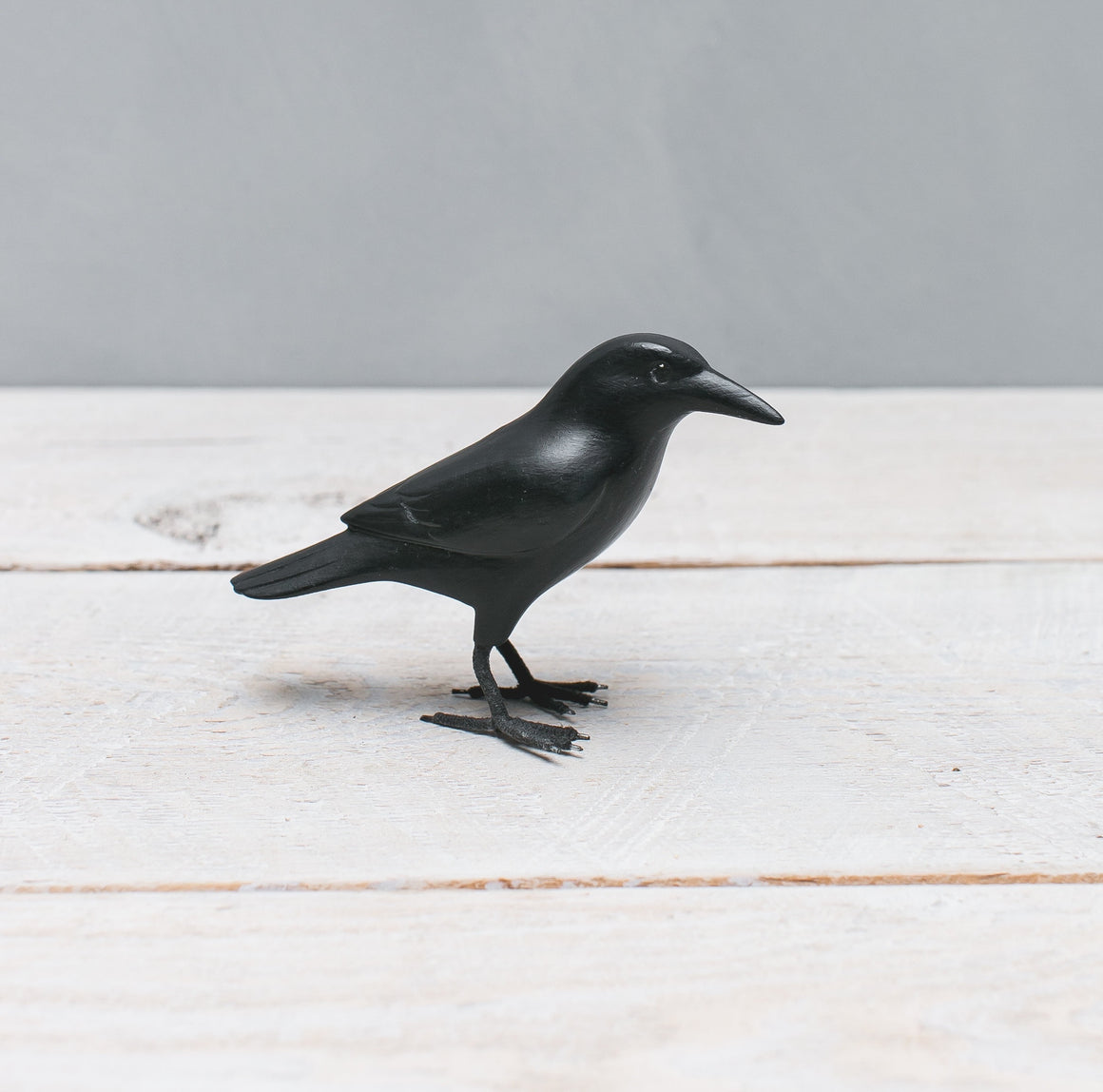 Hand Carved Wooden Crow — Turned | 9"H