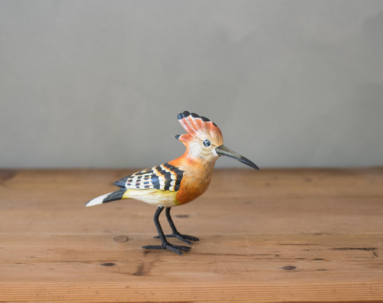 Hoopoe, small - 4.25H - Hand Carved Wooden Bird Sculpture