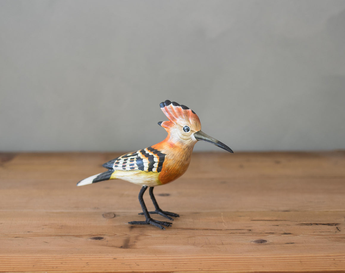 Hoopoe, small - 4.25H - Hand Carved Wooden Bird Sculpture
