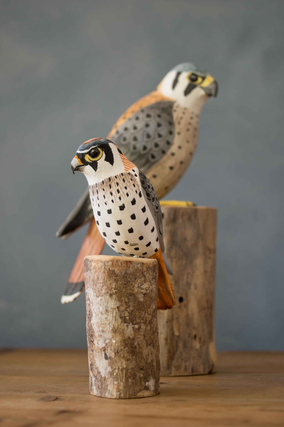 Hand Carved Wooden Kestrel — Small | 7"H
