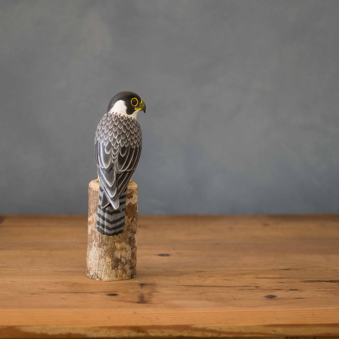 Hand Carved Wooden Peregrine Falcon — Small | 7"H