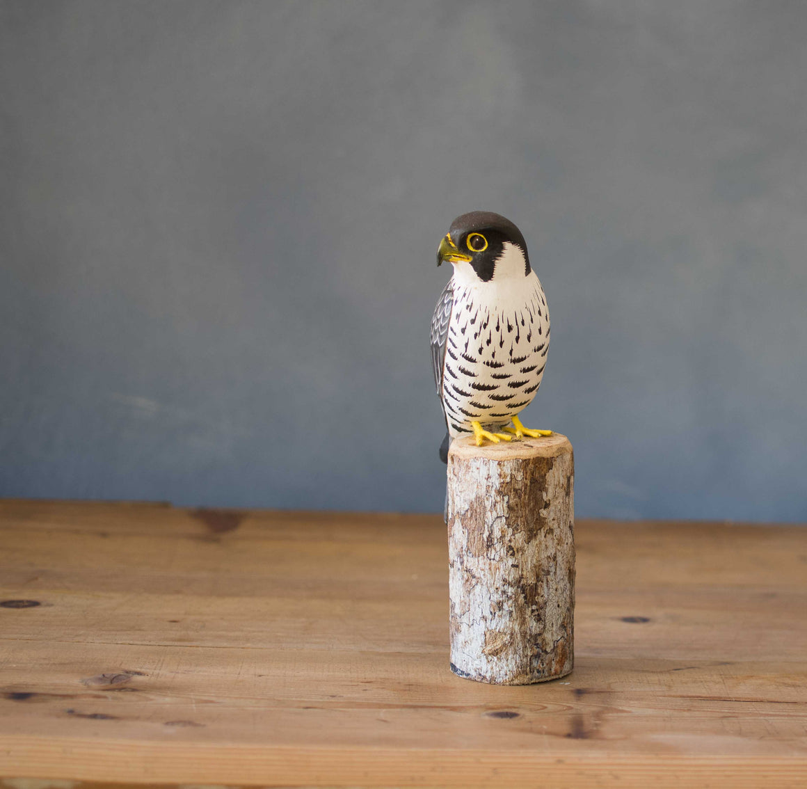 Hand Carved Wooden Peregrine Falcon — Small | 7"H