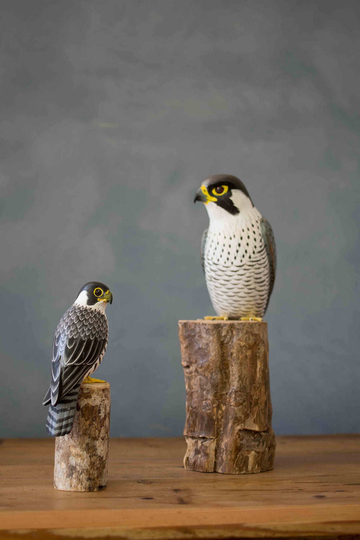 Hand Carved Wooden Peregrine Falcon — Small | 7"H