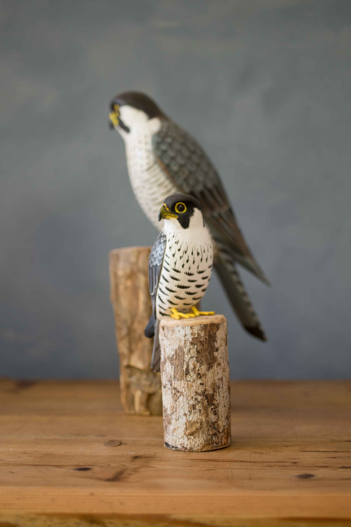 Hand Carved Wooden Peregrine Falcon — Small | 7"H
