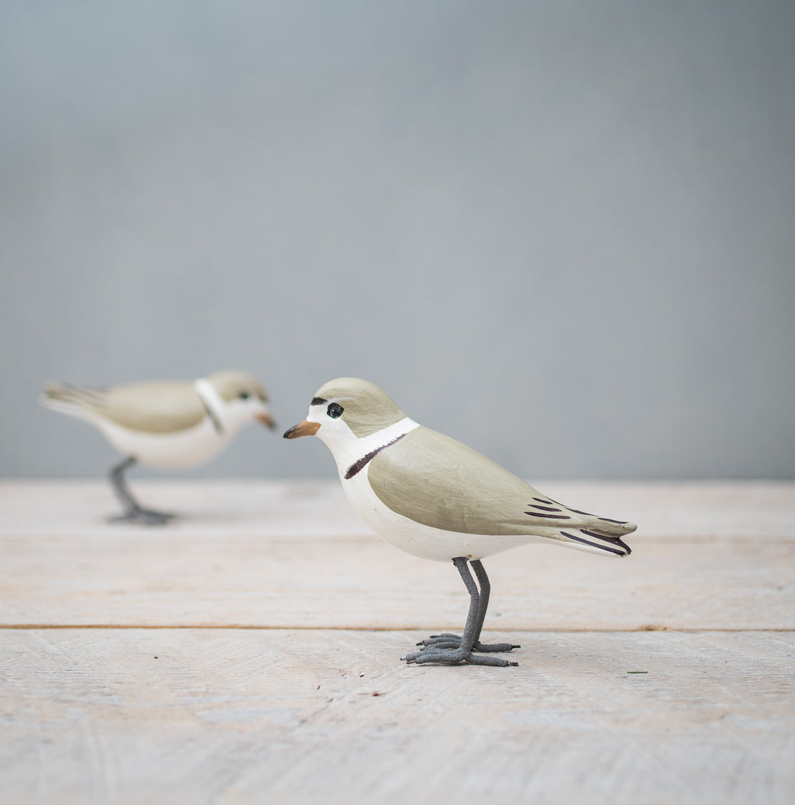 Hand carved wooden mini piping plover 3.5 inches