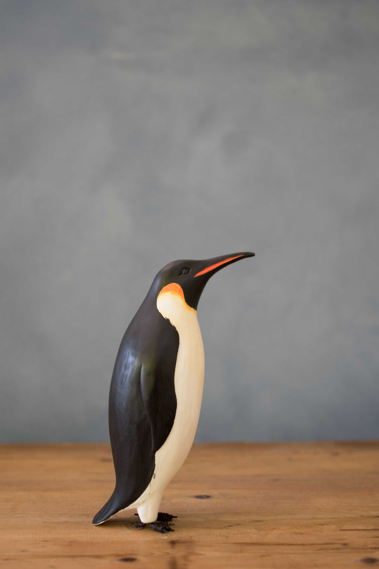 Penguin - 7.75"H  -Carved Wooden Ornament