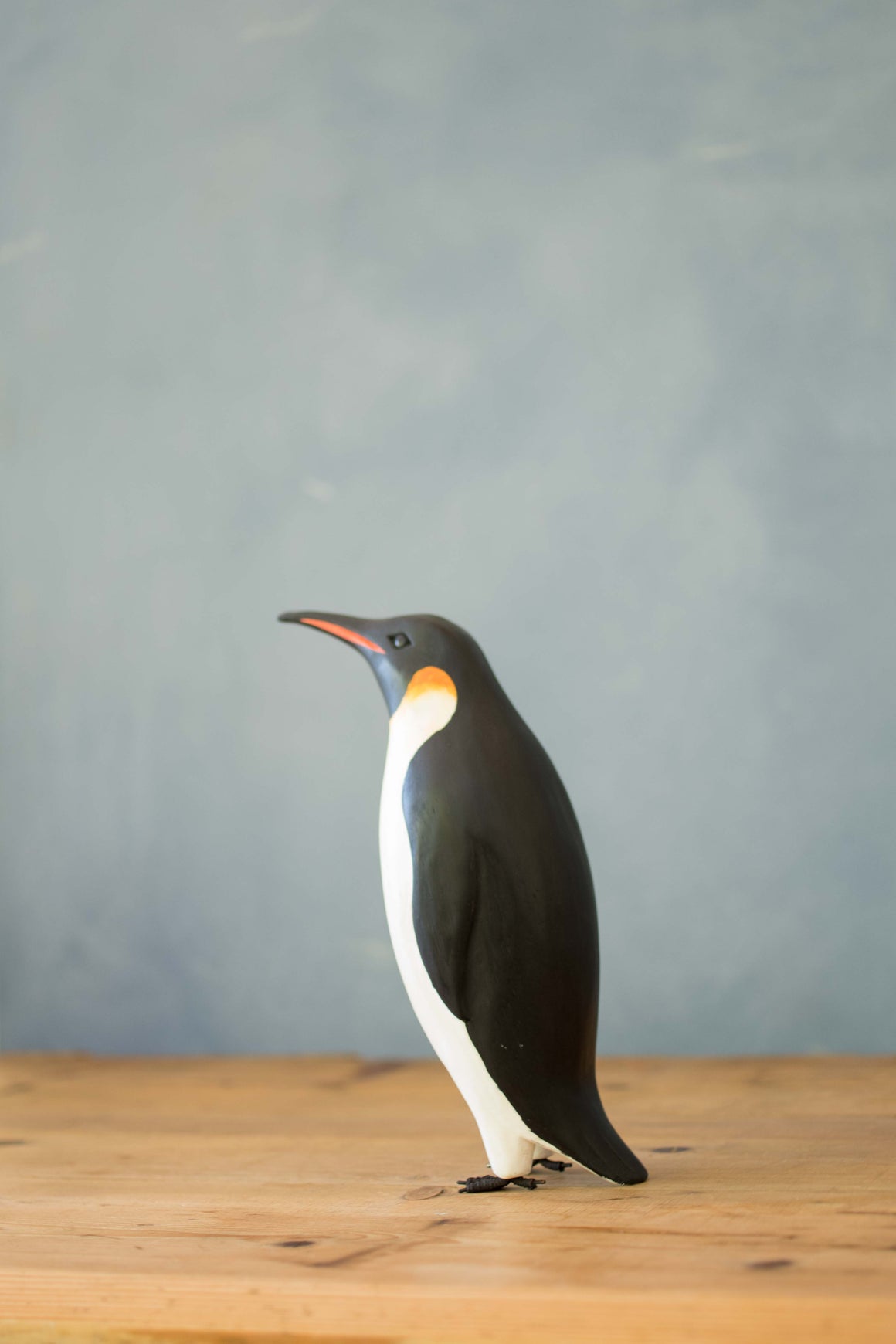 Penguin - 7.75"H  -Carved Wooden Ornament