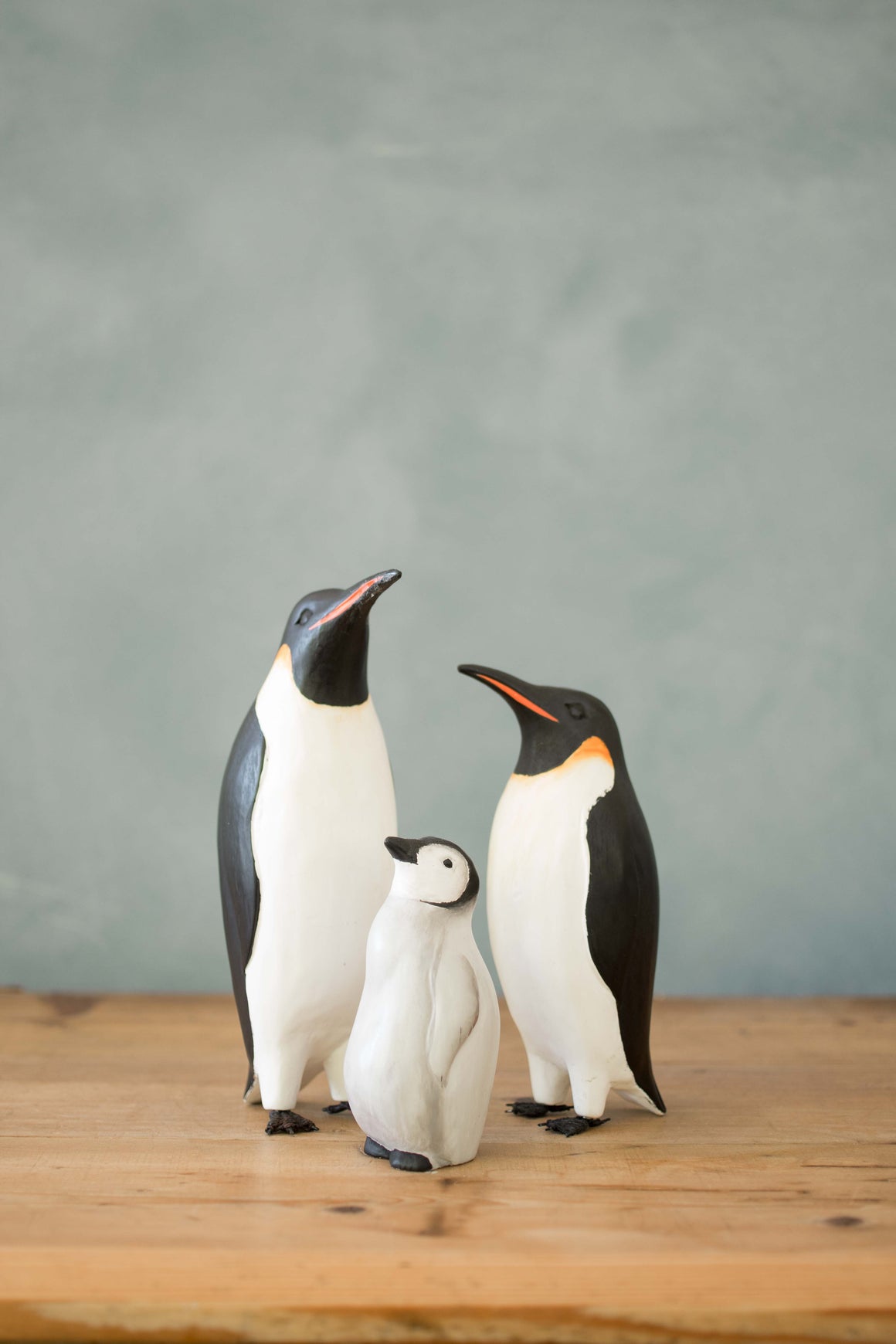 Penguin - 7.75"H  -Carved Wooden Ornament