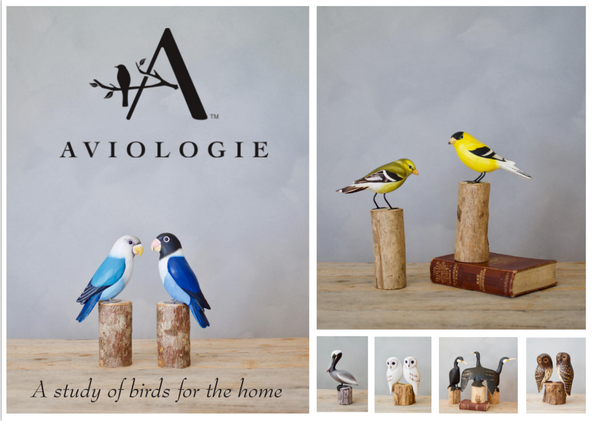 Hand Carved Wooden American Goldfinch — Female | 8"H