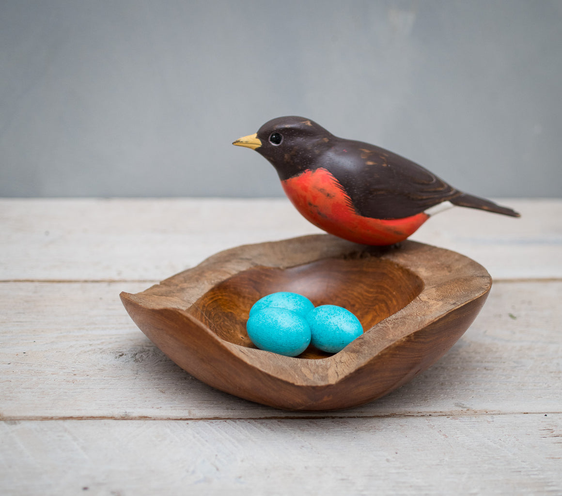 Hand Carved Wooden Robin Eggs