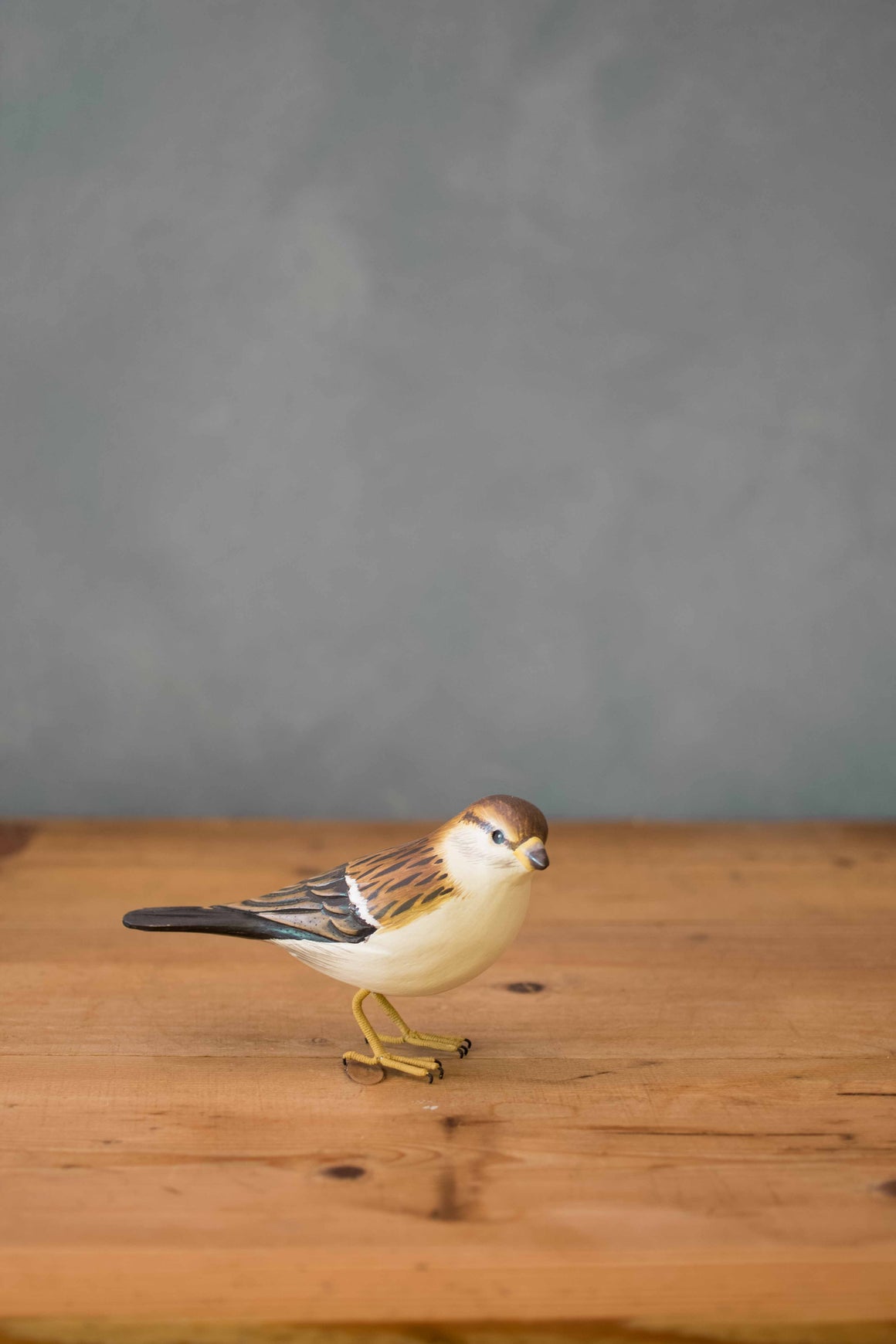 Hand Carved Wooden Sparrow Trio