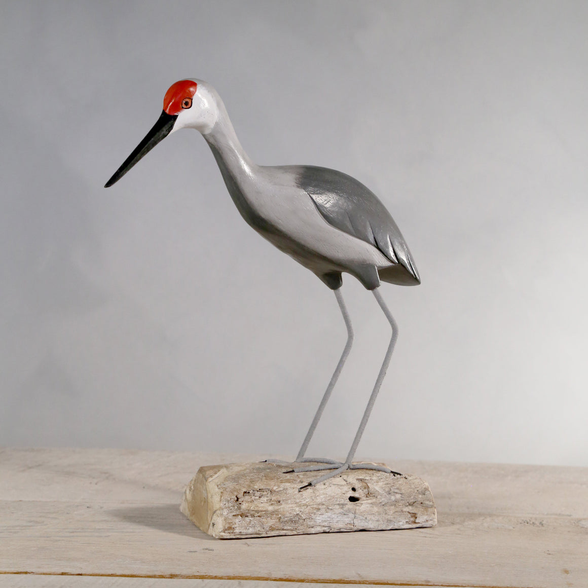 Sandhill Crane - 12.5"H - Hand Carved Wooden Bird