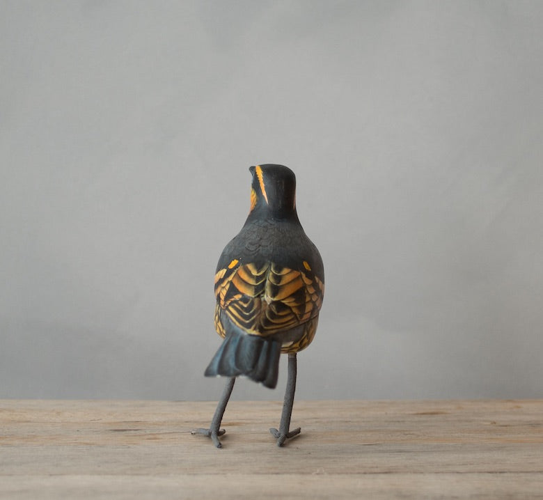 Hand Carved Wooden Varied Thrush — 6.5"H