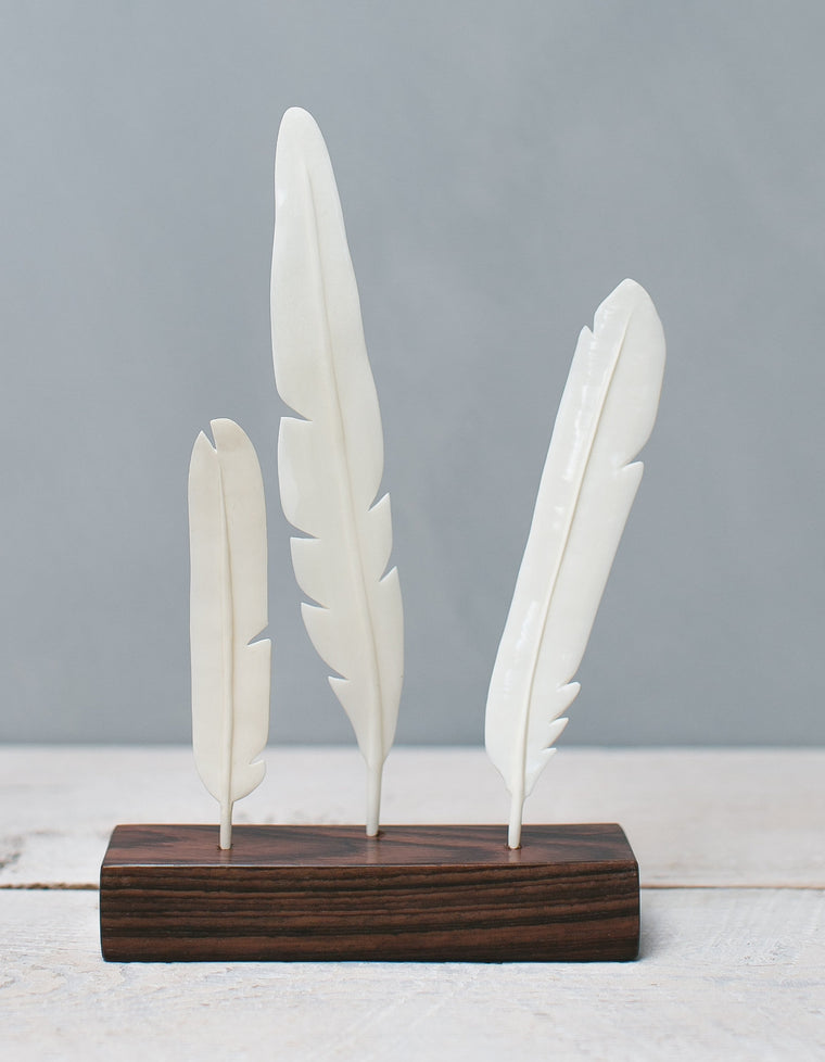 Feather Set - Carved Bone  3pc