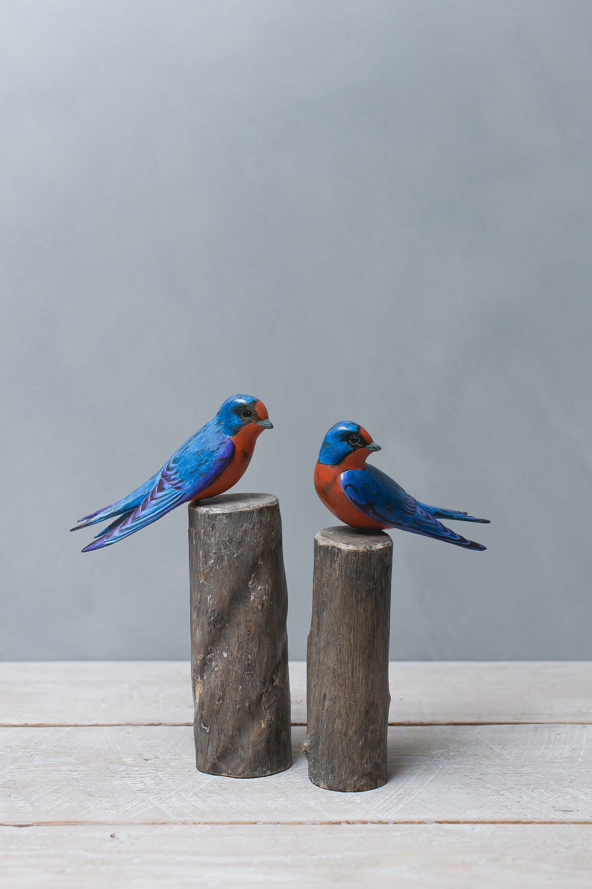 Barn Swallow - Pair- - 8/9"H - Hand Carved | Wooden Bird
