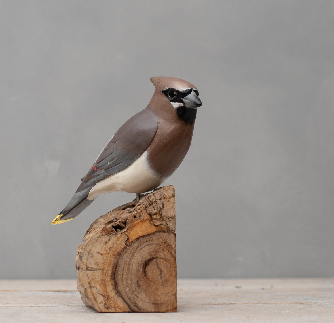 Cedar Waxwing - 7"H - Hand Carved Wooden Bird
