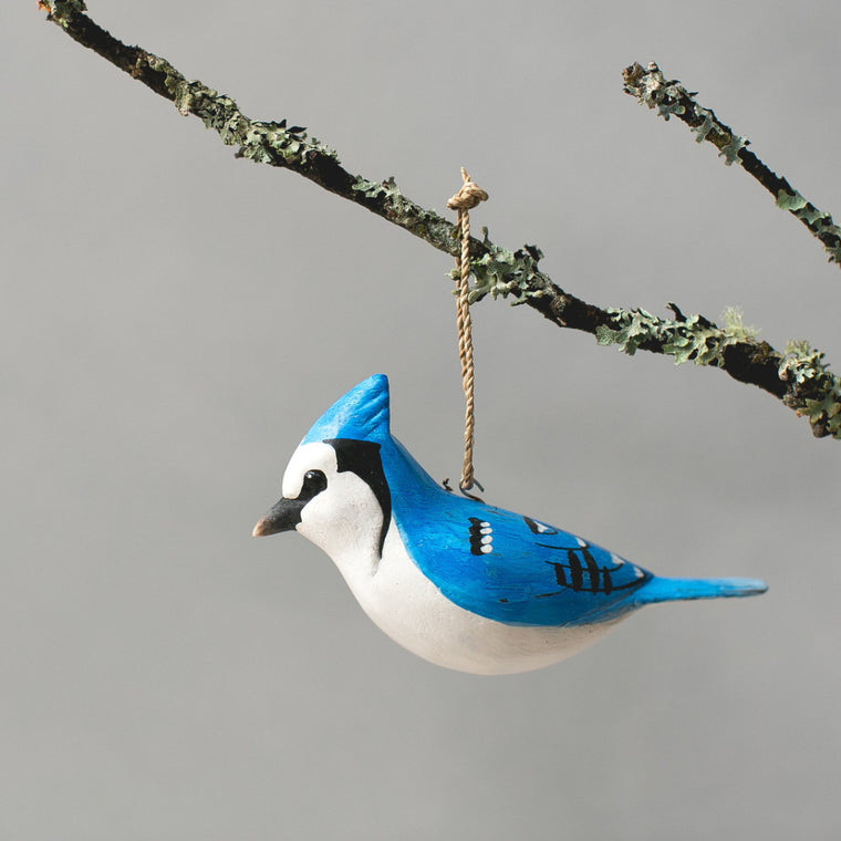 Hanging Blue Jay Ornament