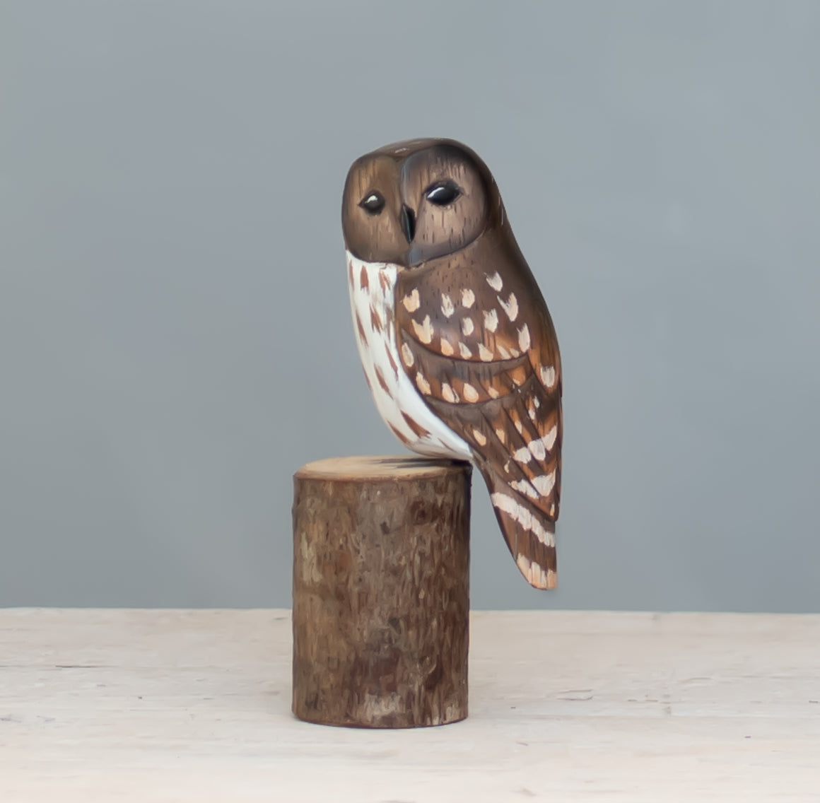 Barred Owl  - Mini - 5.5"H - Hand Carved | Wooden Bird