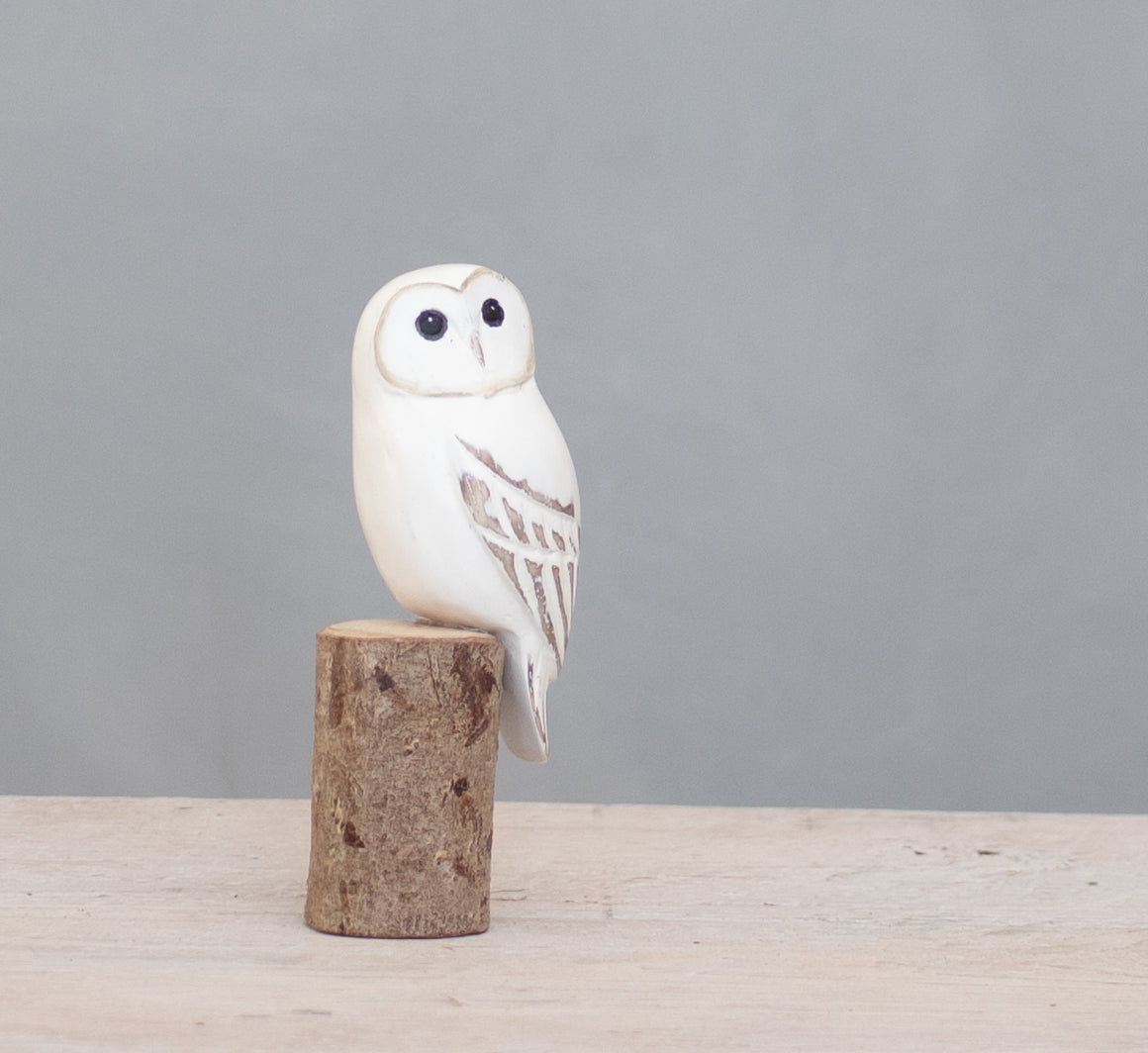 Barn Owl, Mini - 5.5"H - Hand Carved | Wooden Bird