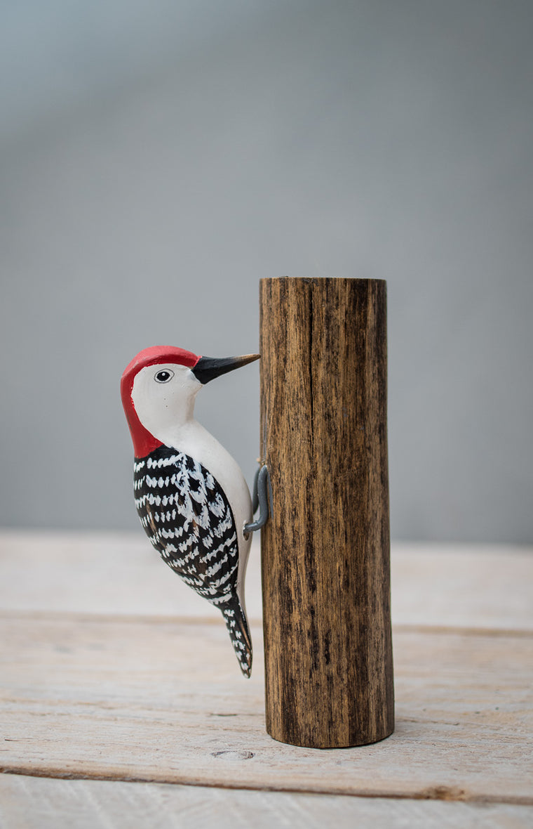 Red Bellied Woodpecker - Mini - 4.5"H - Hand Carved Wooden Bird
