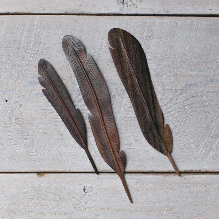 Natural Wood Feather Dark 3pc