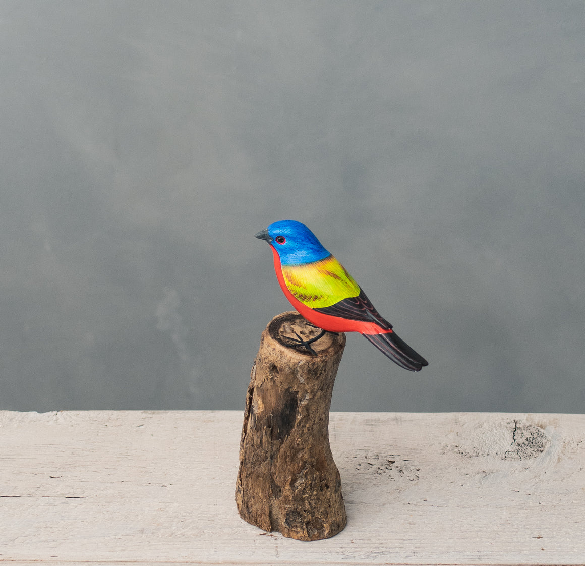 Painted Bunting - 8"H - Hand Carved Wooden Bird