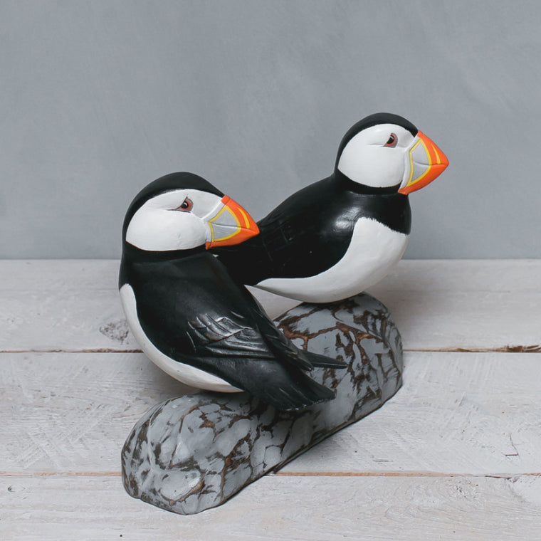 Puffin Pair on Rock -12"L